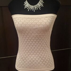 Free People Cream Fitted Strapless Camisole